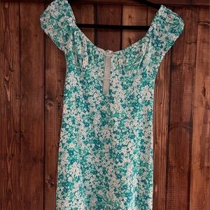 Sky to Moon: Floral Sundress: blue, green, white and purple: S